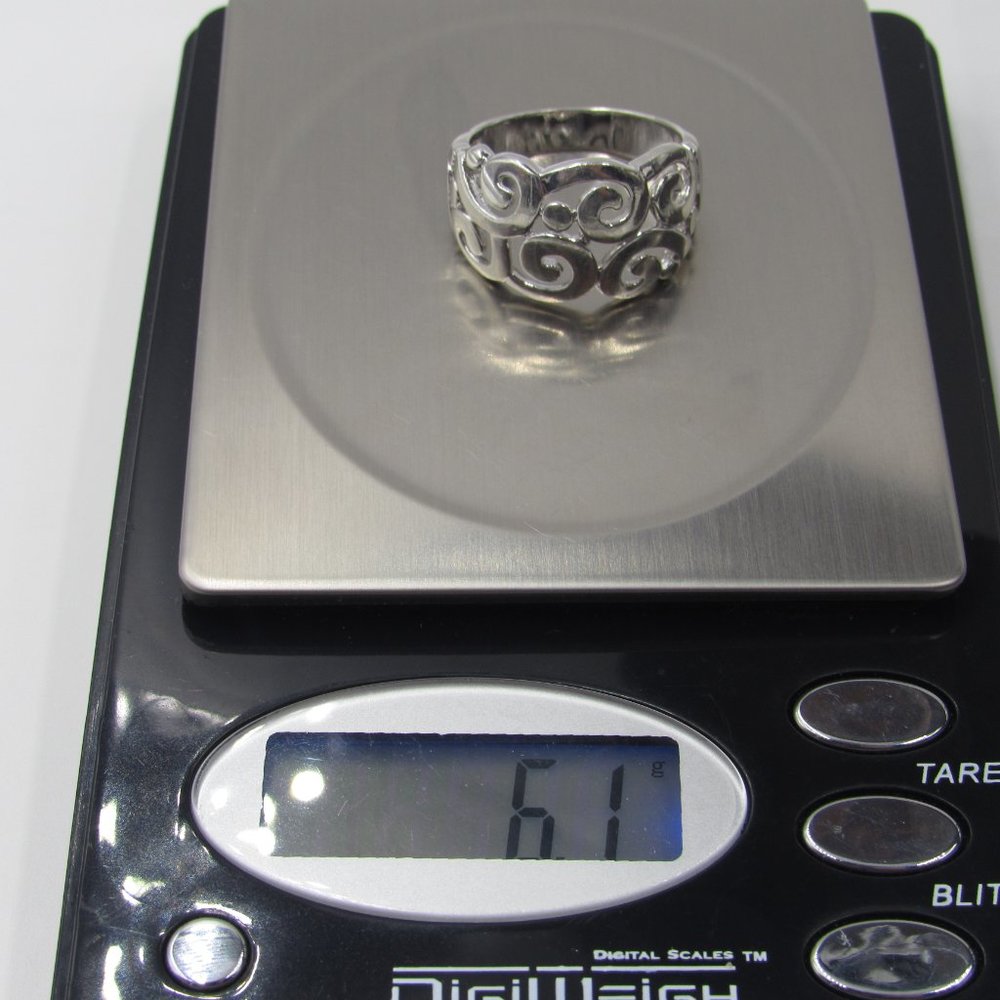 Size 9.5 Sterling Silver Stylish Cutout Band Ring - Picture 7 of 7